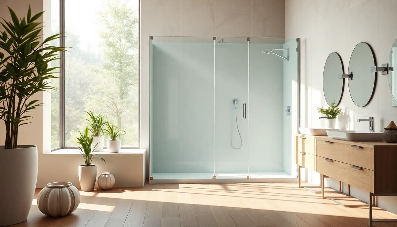 Erlebe die stilvolle sonni Duschkabine in einem modernen Badezimmerambiente mit entspanntem Flair.