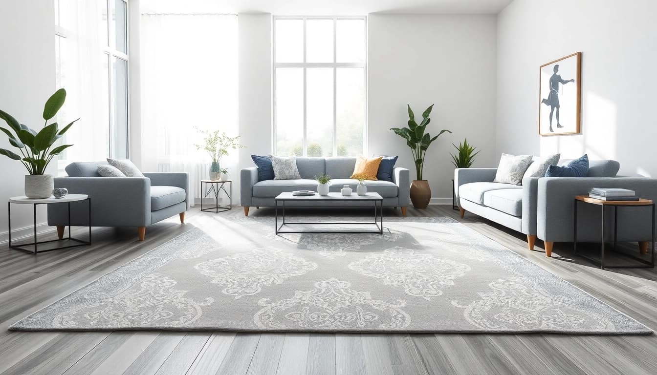 Explore grey vinyl flooring in a modern living room featuring stylish decor and natural light.