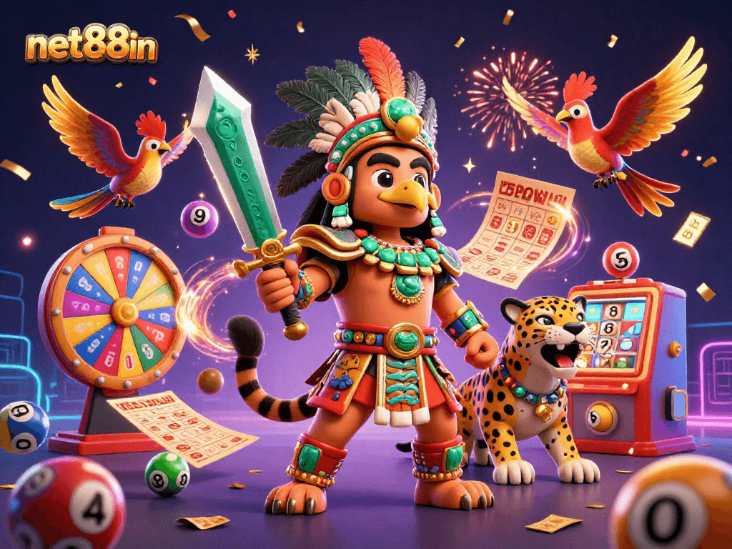 Engage with net88in's vibrant lottery scene featuring dynamic characters and interactive game elements.