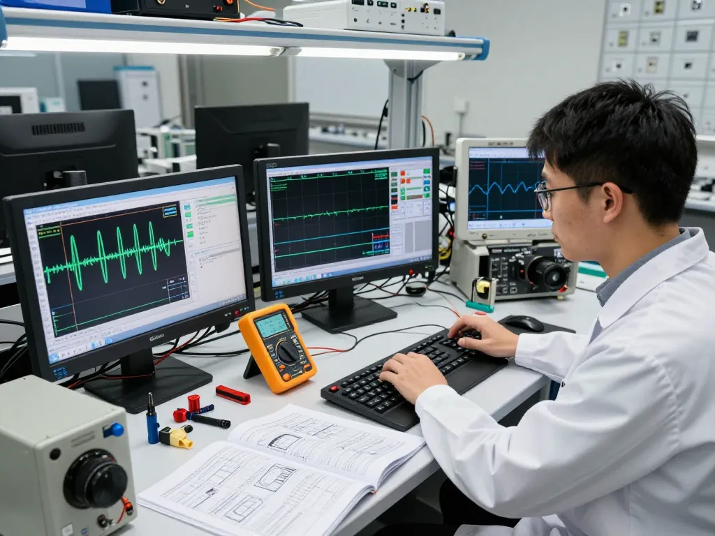Comparing features of oscilloscopes vs multimeters in an electronics lab setup.