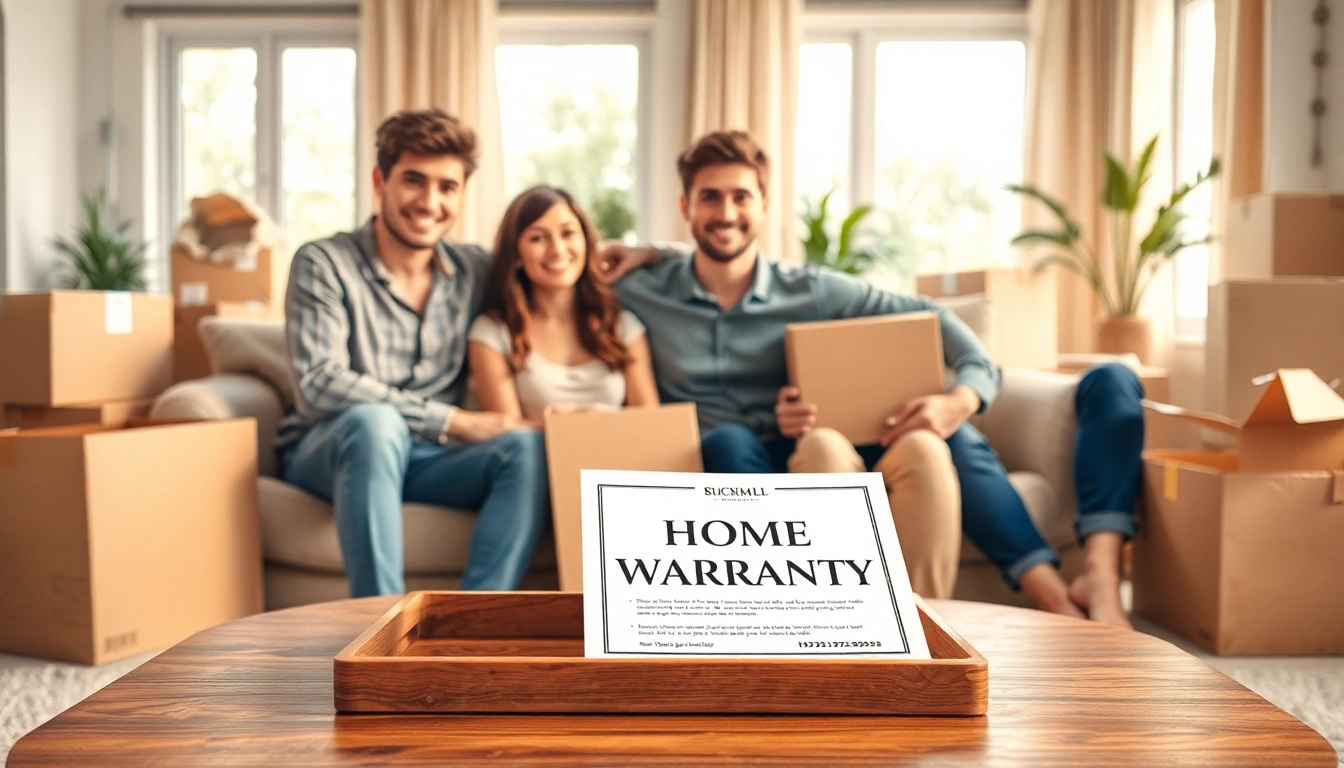 Securing a home warranty for new homeowners while enjoying a cozy living room.