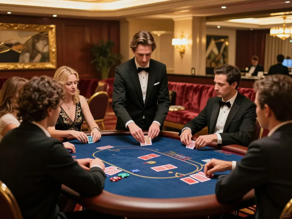 Engaged players at FC88 baby in luxury poker game, showcasing upscale gaming experience.