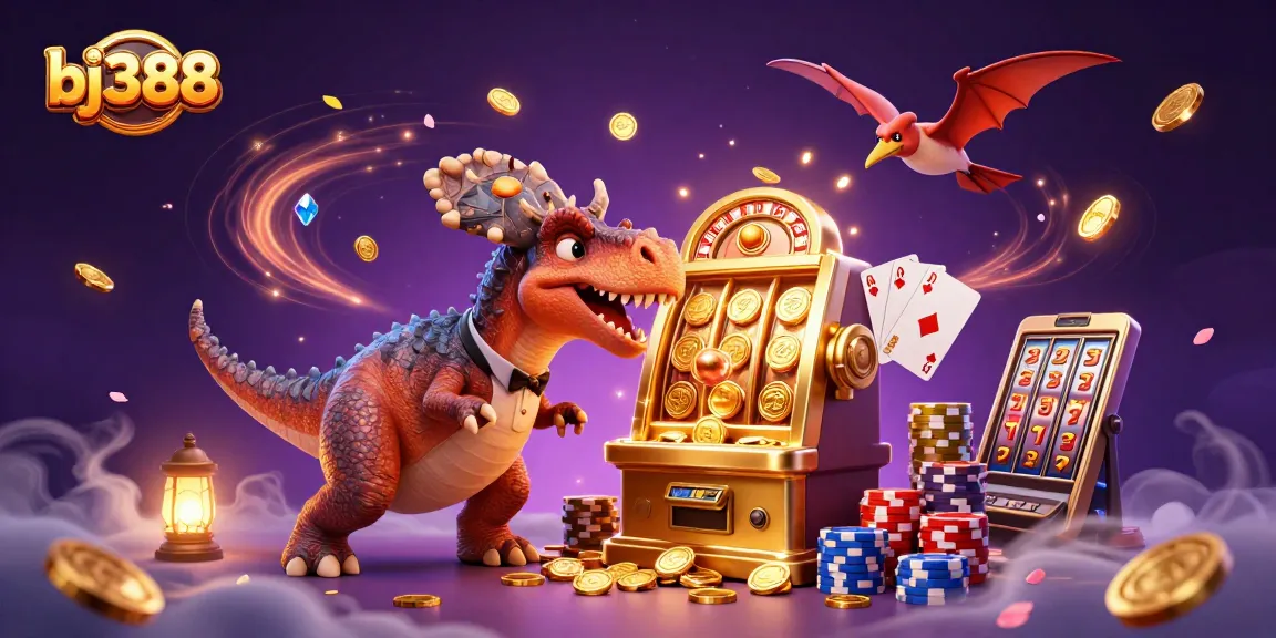 Experience a thrilling moment at bj388 as characters celebrate a jackpot win at a vibrant casino.