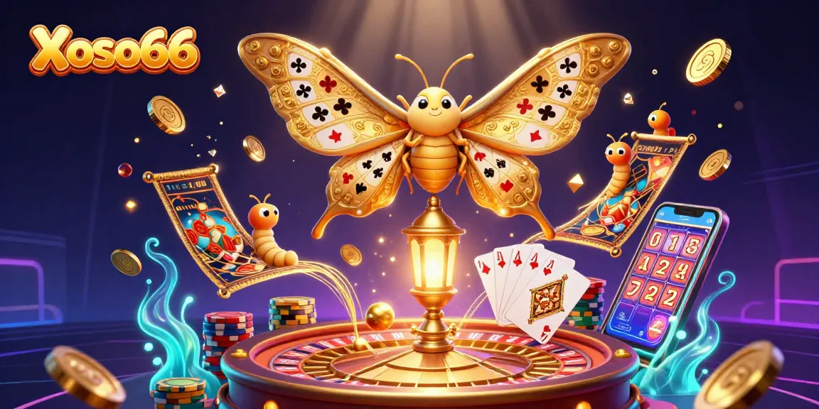 Xoso66 Launches Winning Strategies with a Vibrant Casino Moth Illustration