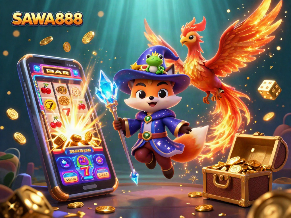 Engage with SAWA888's vibrant casino universe, featuring mystical characters and explosive jackpots
