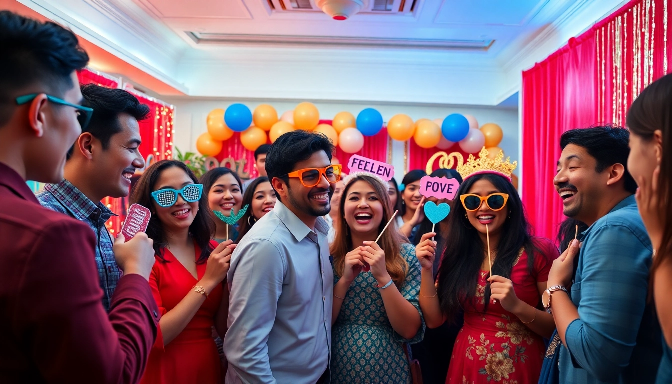 Capture unforgettable moments with this photo booth rental featuring fun props and vibrant decor.