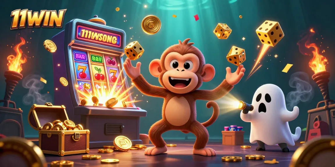 Engage with the thrilling 11WIN casino world where a playful ghost-hunter puppy tracks a mischievous monkey's golden treasure.