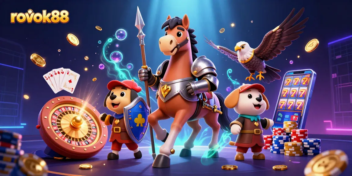 Win big with rokok88 as a knight and friends celebrate in a vibrant casino scene.