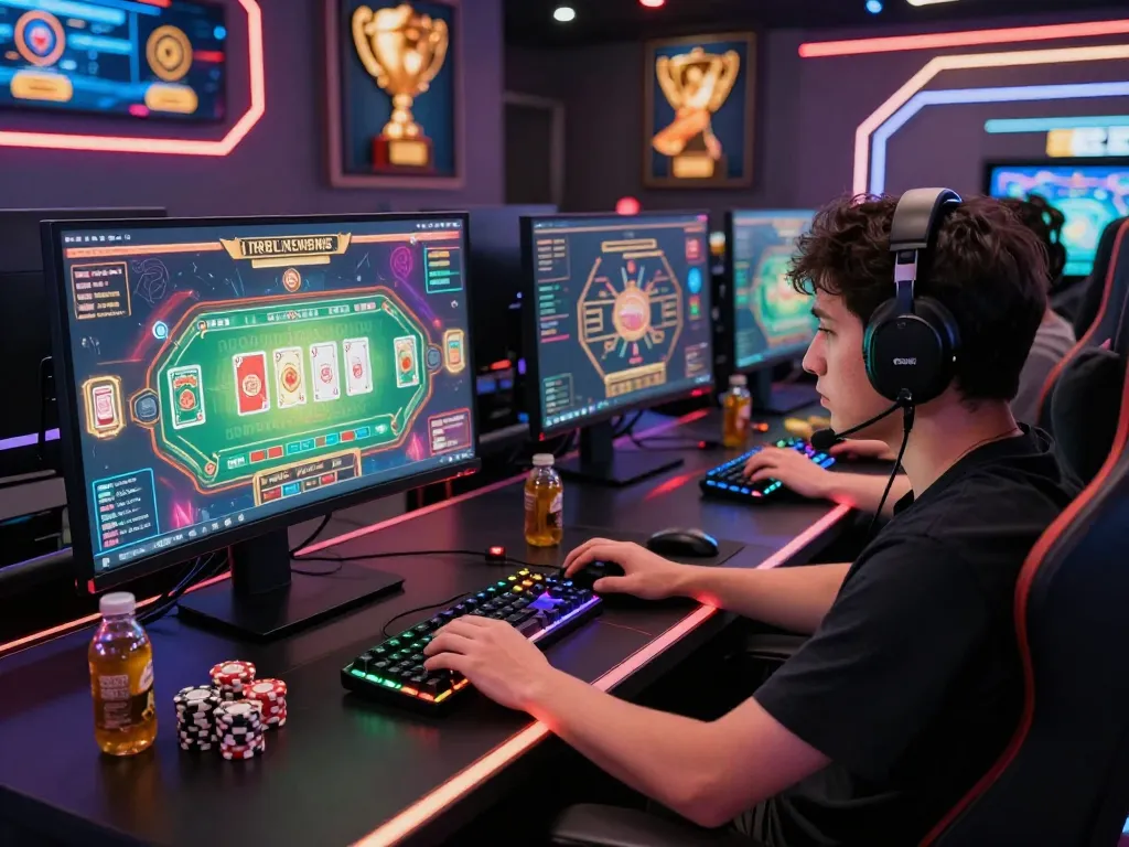Engaging bomwin online gaming session with vibrant graphics and high-tech setup