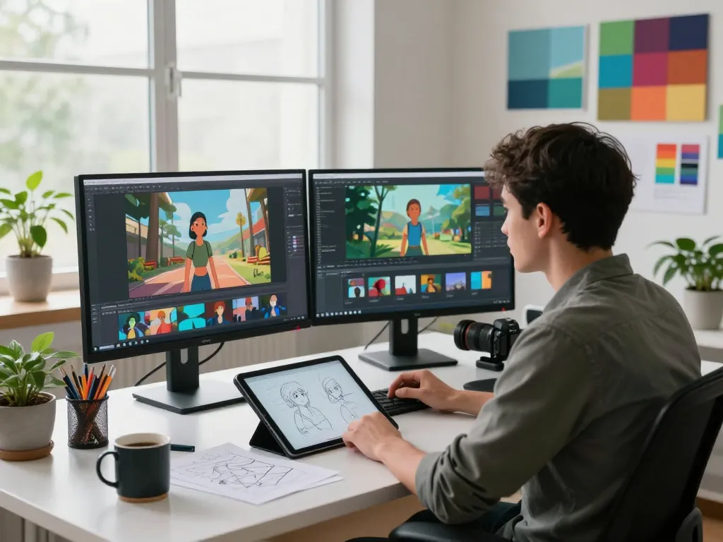 Kling motion used in a digital animation studio for professional video creation.