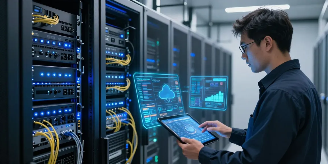 IPTV UK Server Infrastructure: Advanced data centre with streaming technology components and cloud computing solutions.