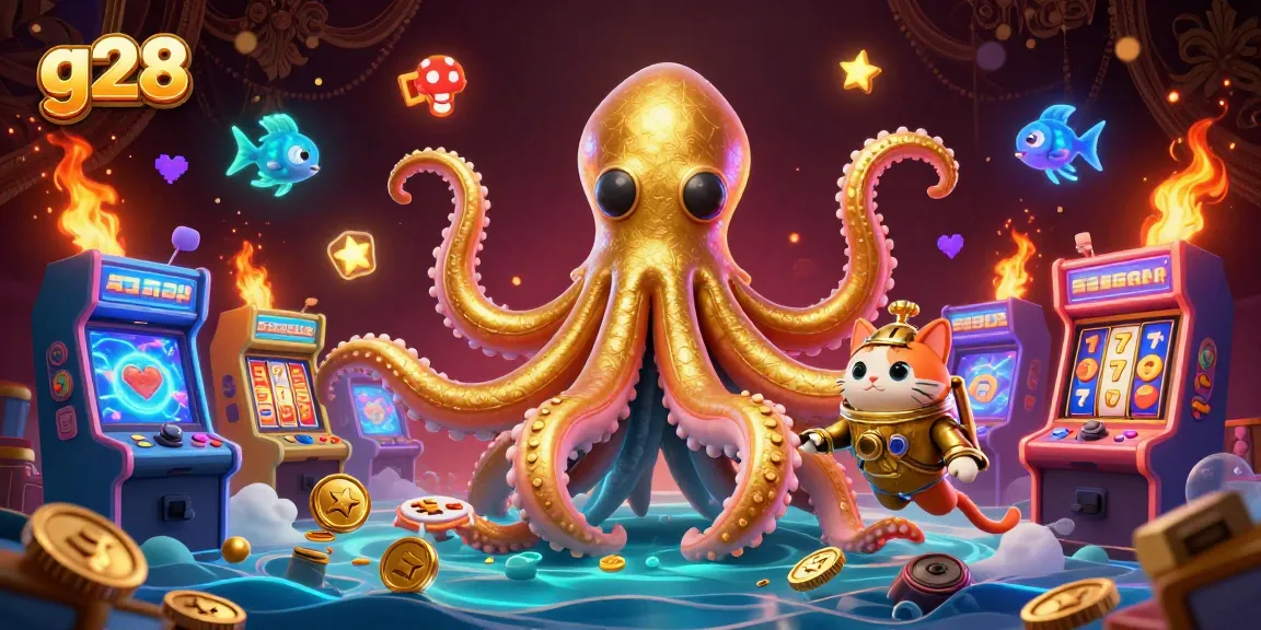 Experience thrilling gaming excitement with g28's colorful casino-inspired treasure scene full of vibrant characters and elements.
