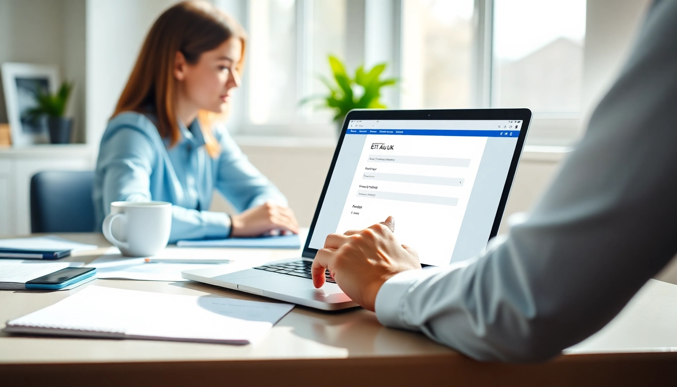 Filling out the eta uk application form in a modern workspace enhances user experience.