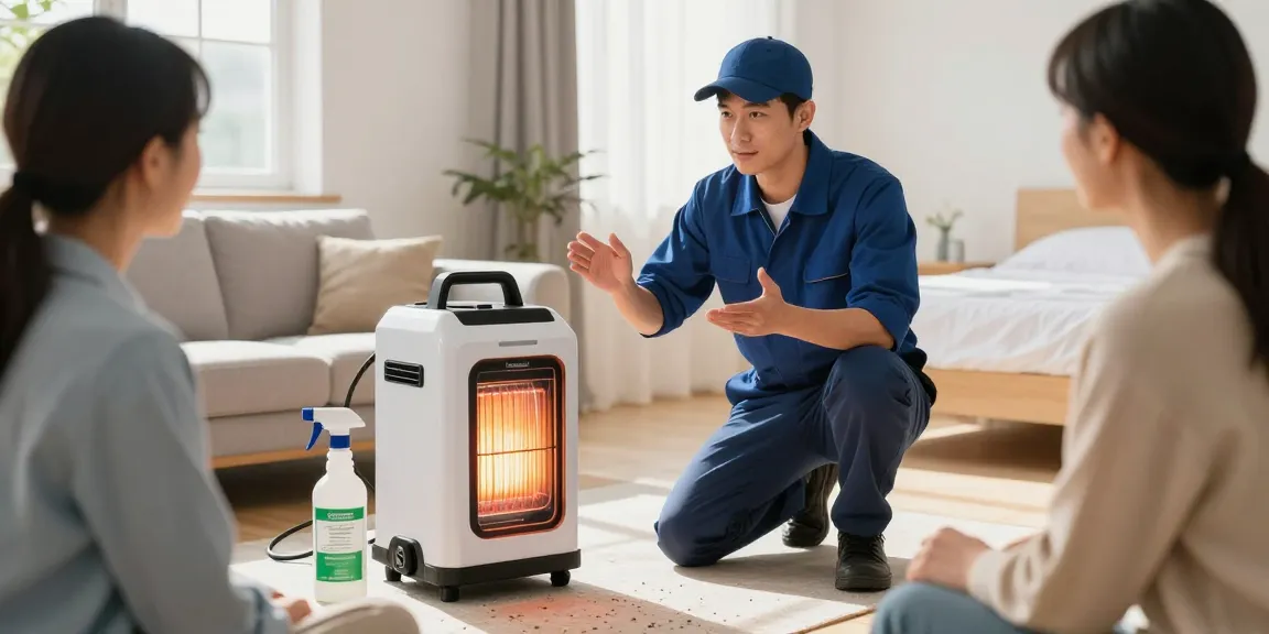 Effective bed bug treatment process with professional technician in a home.