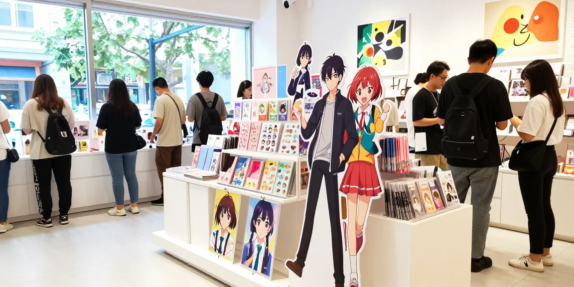 Custom acrylic standee display attracting customers in a vibrant retail setting.