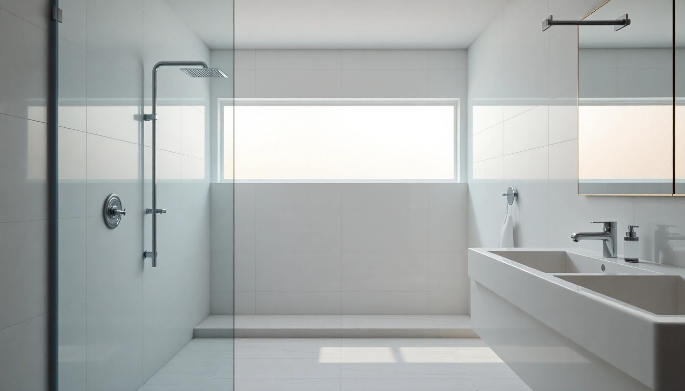 Experience the beauty of elegant showers au with modern fixtures in a serene bathroom setting.