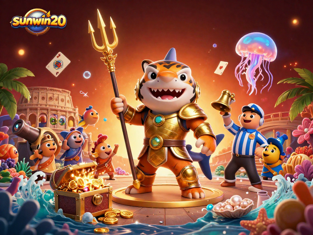 Play and win with sunwin20 in this exciting underwater casino adventure featuring vibrant characters and energetic gameplay.
