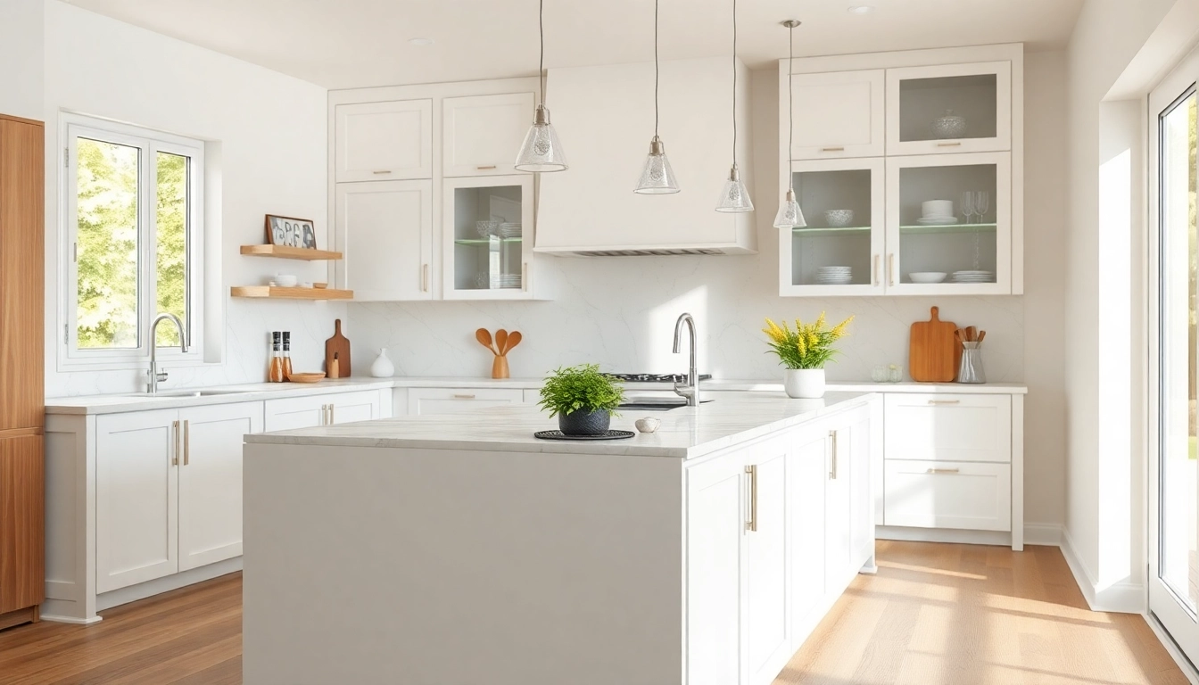 View of kitchen remodelling manchester highlighting modern cabinet and island design.