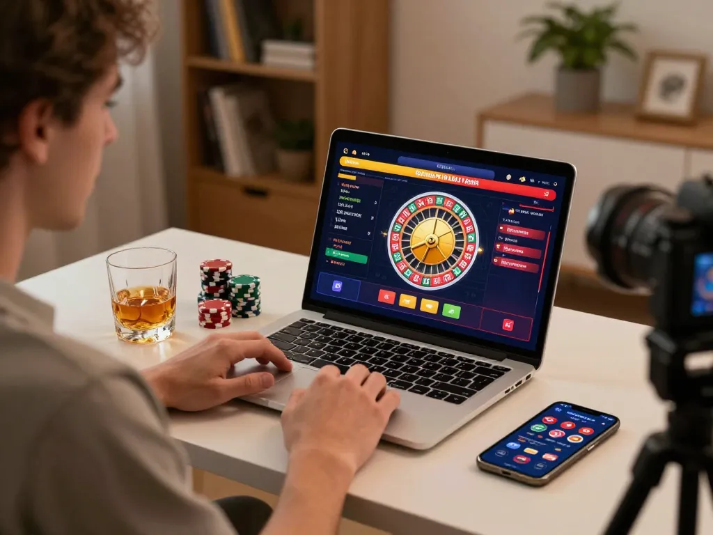 Experience FC88 online gambling excitement with a vibrant roulette game setup at home.