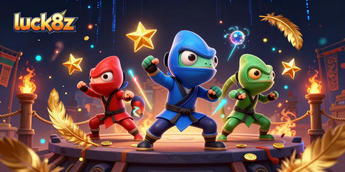 Engage in thrilling gameplay with luck8z as colorful ninja chameleons showcase martial arts.