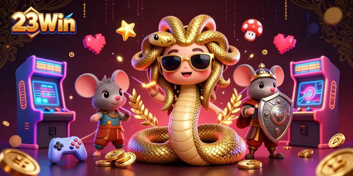 Experience the thrilling games at 23Win with 3D Medusa, arcade elements, and vibrant casino aesthetics.
