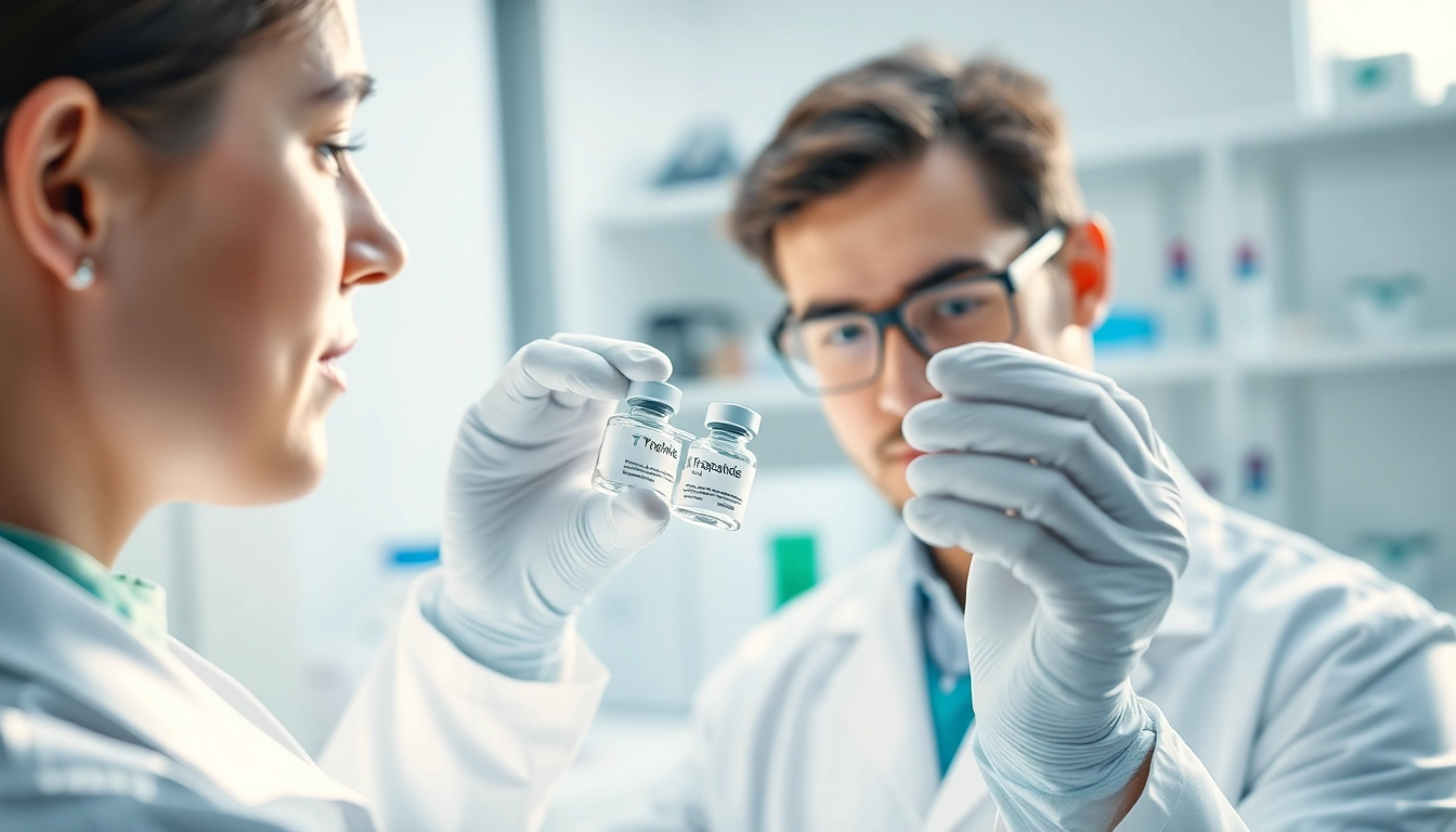 Healthcare professional holds Tirzepatide vial in a modern lab, symbolizing innovation in diabetes treatment.