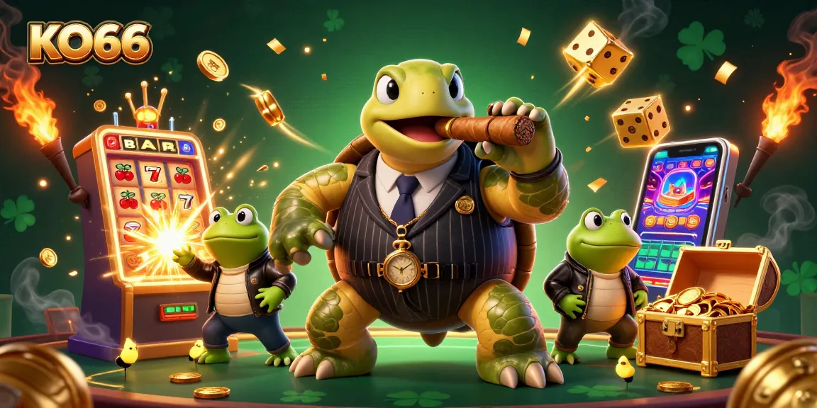 Experience KO66's dynamic casino action with a vivid snapping turtle mobster and exciting games.