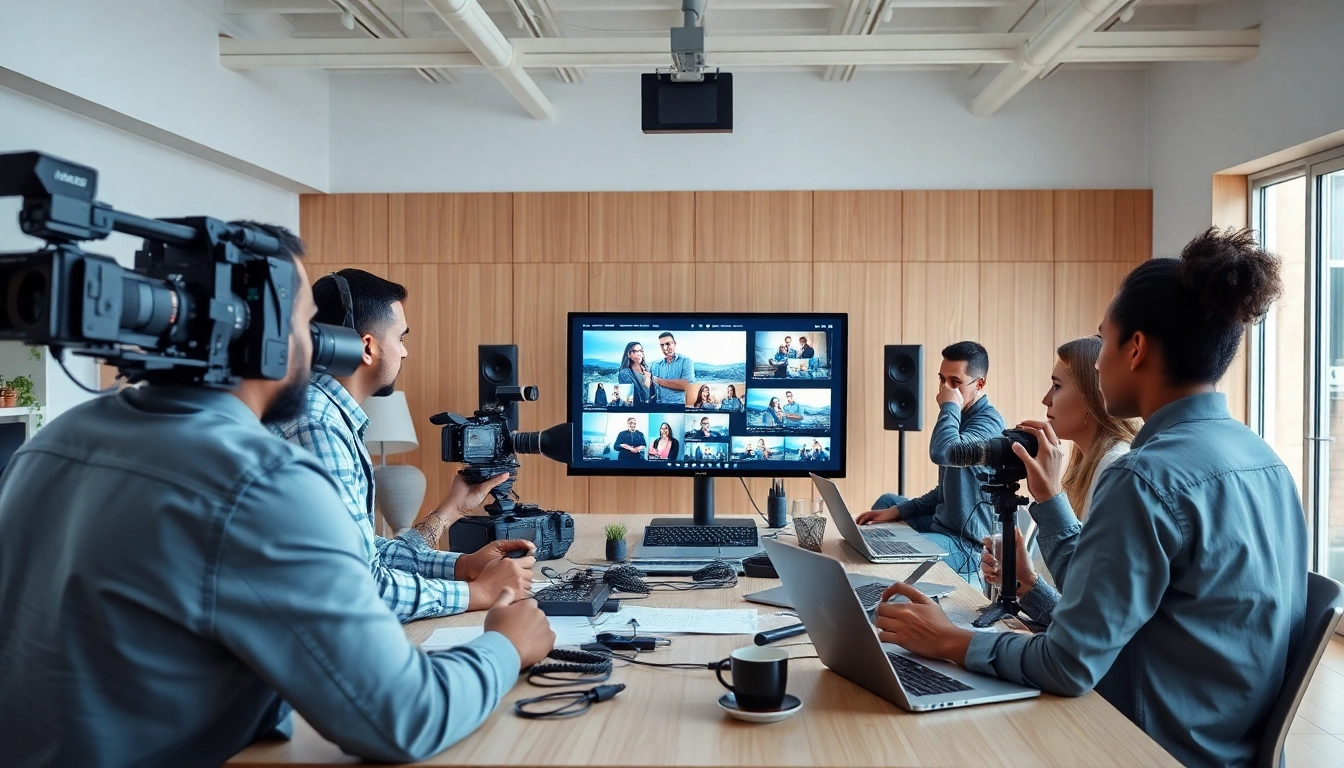 Creating an impactful Video strategy with a collaborative team in a modern studio.