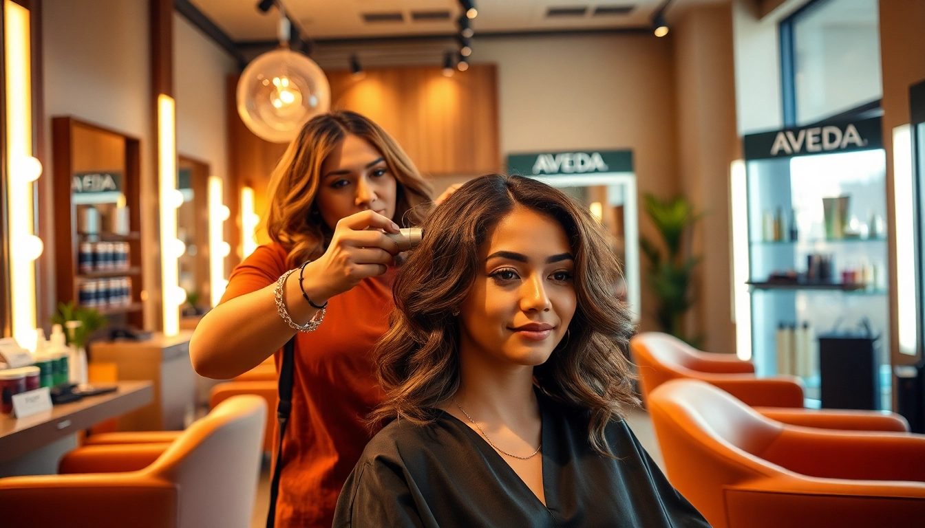 Perm service at a premier salon in San Diego, showcasing a skilled stylist applying a perm.