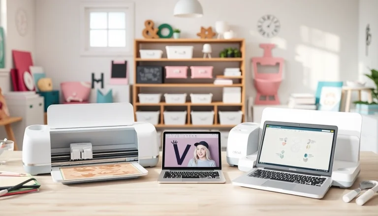 Side-by-side comparison of silhouette vs cricut cutting machines showcasing crafting options.
