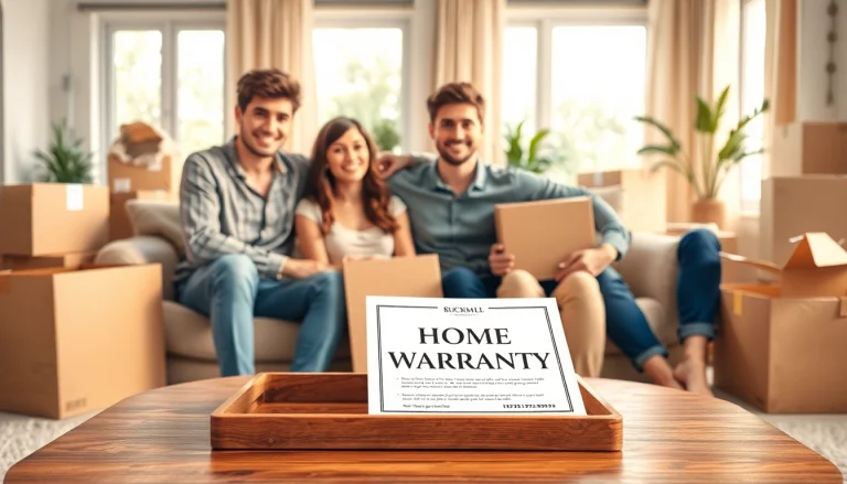 Securing a home warranty for new homeowners while enjoying a cozy living room.