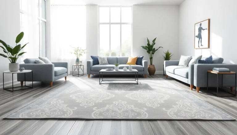 Explore grey vinyl flooring in a modern living room featuring stylish decor and natural light.