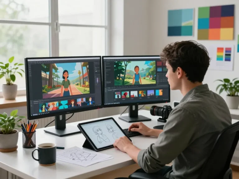Kling motion used in a digital animation studio for professional video creation.