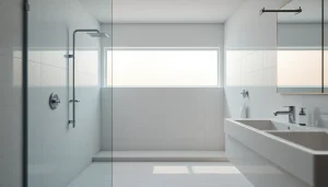 Experience the beauty of elegant showers au with modern fixtures in a serene bathroom setting.